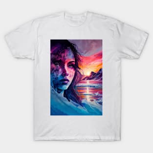 Abstract Glacier Girl Portrait T-Shirt